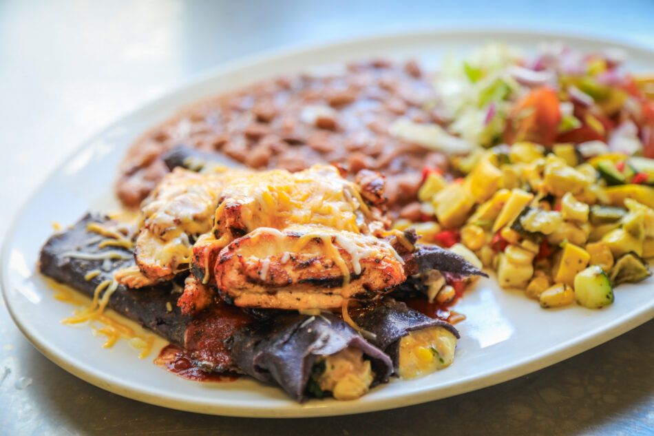 Blue corn enchiladas