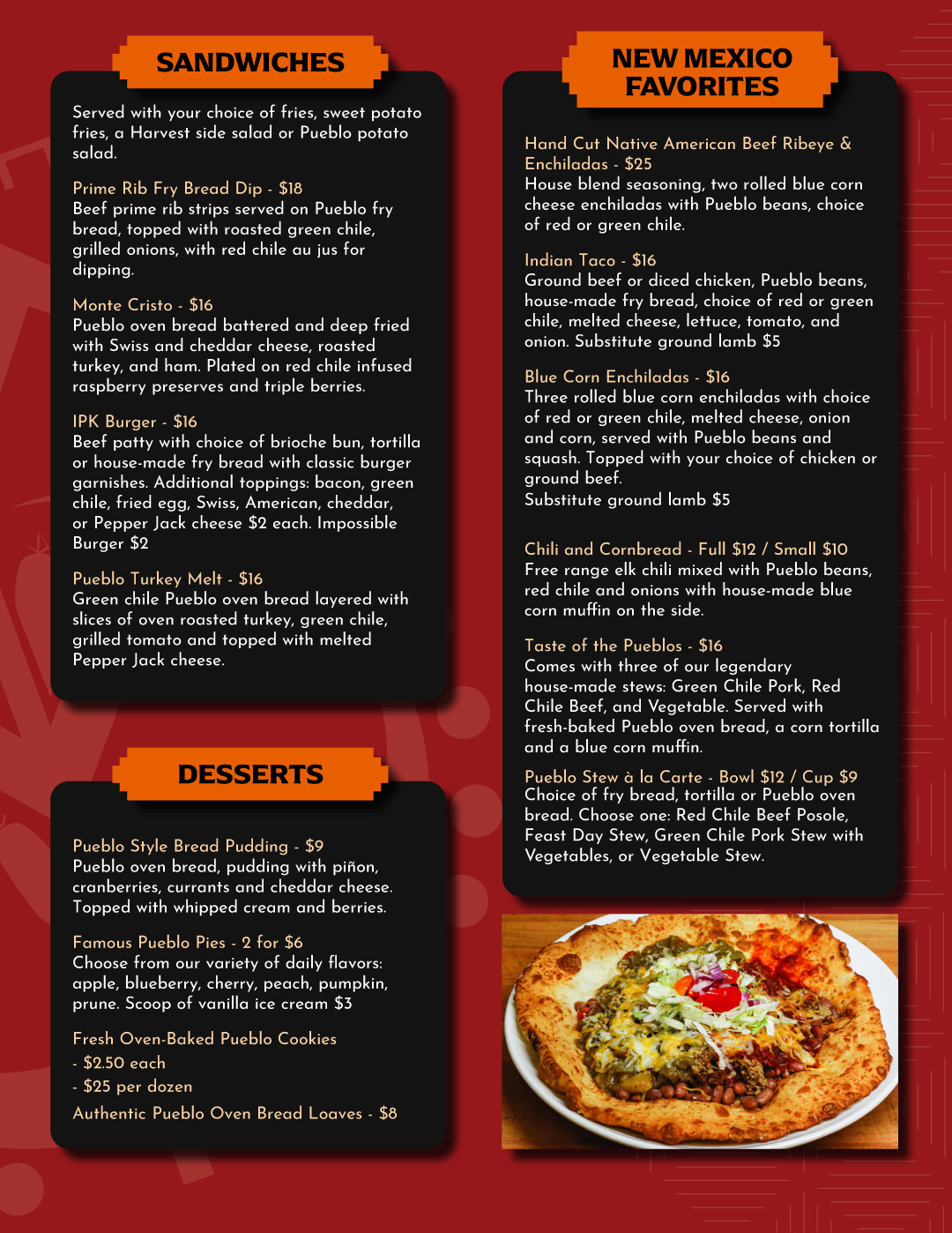 Indian Pueblo Kitchen Menu